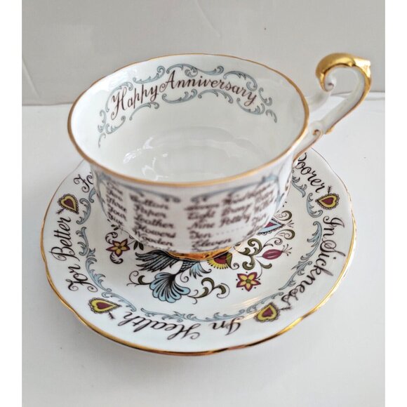 Paragon Warranted Wedding Anniversary Teacup and Saucer For Better, For Worse - Picture 8 of 13